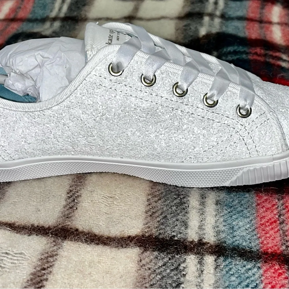 Kate Spade-Trista Glitter Sneaker in white size 8 1/2 - Picture 15 of 16